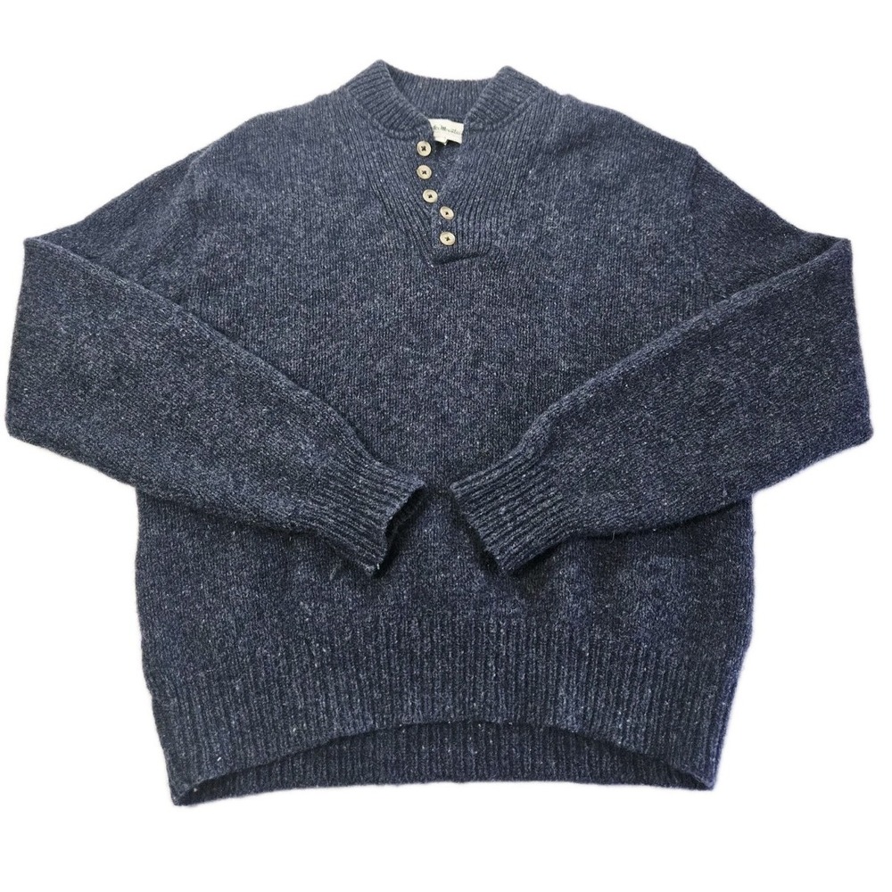 Vtg Gander Mountain Wool Blend Sweater Men's Size Large Navy Blue Pullover